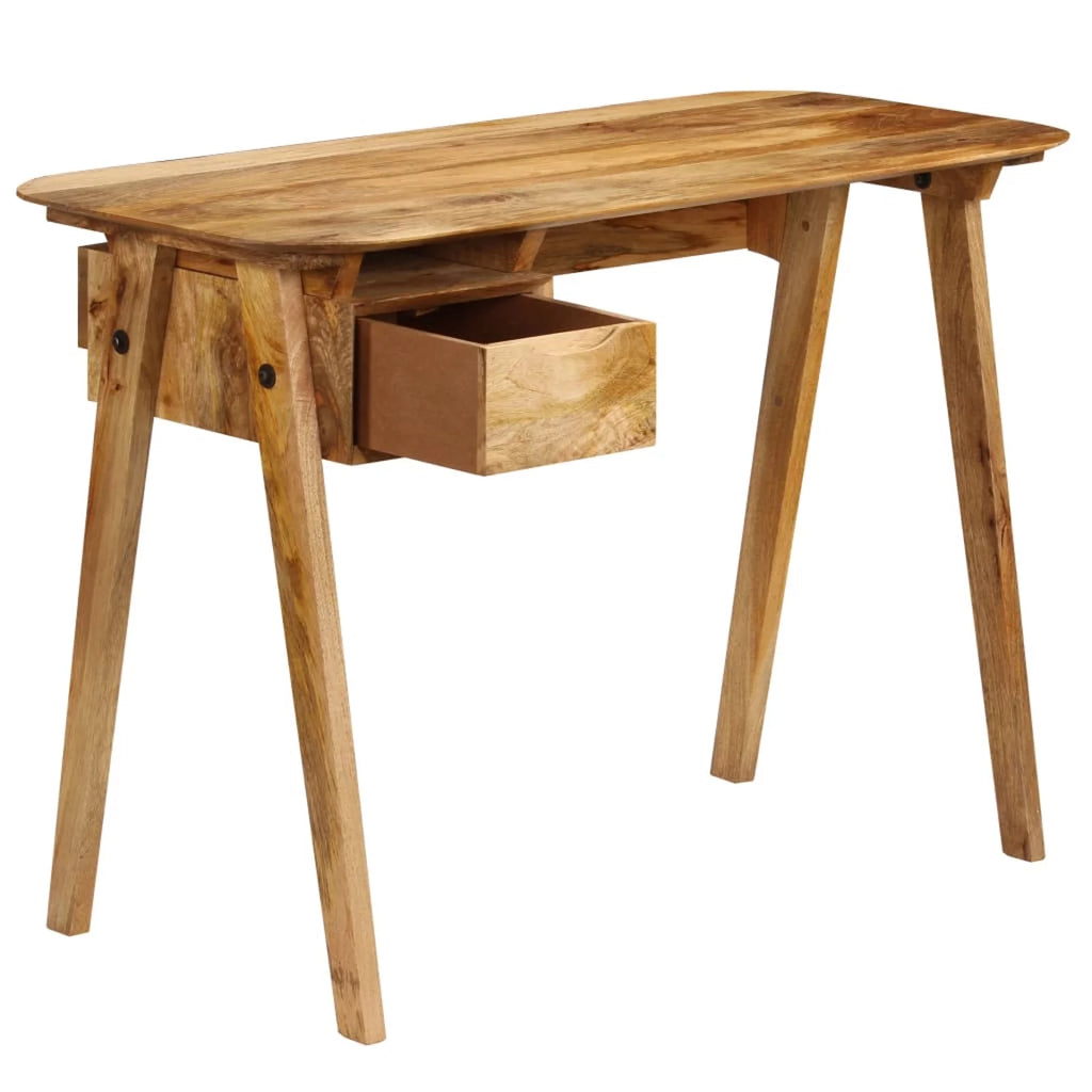 Writing Table with Storage Drawer Mango Wood Computer Desk Z267126
