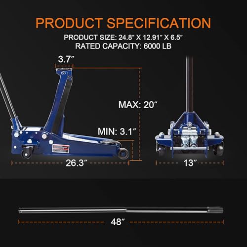 Blue 2.5 Ton Hydraulic Low Profile Floor Jack X6388