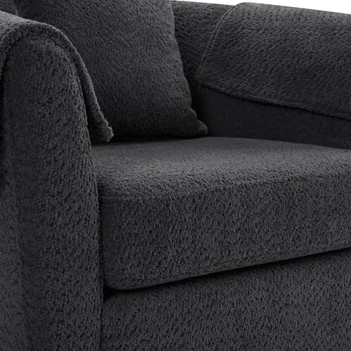 Black Chenille Swivel Accent Chair with Ottoman I908