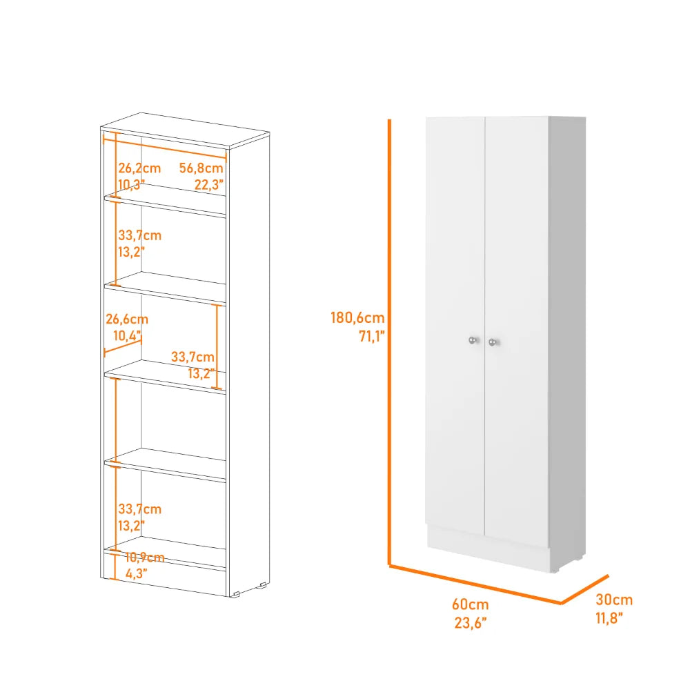 2-Piece White and Light Oak Kitchen Island and Pantry Cabinet Y4178