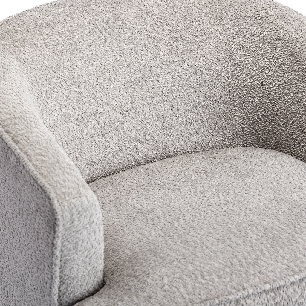 Gray Chenille Swivel Barrel Chair with Metal Base K698353