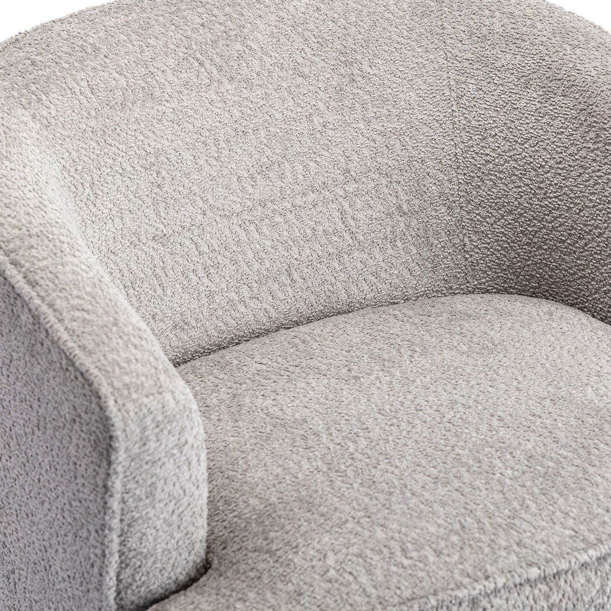 Gray Chenille Swivel Barrel Chair with Metal Base K698353