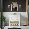 36" Bathroom Vanity with White Cabinet and Quartz Top S9858