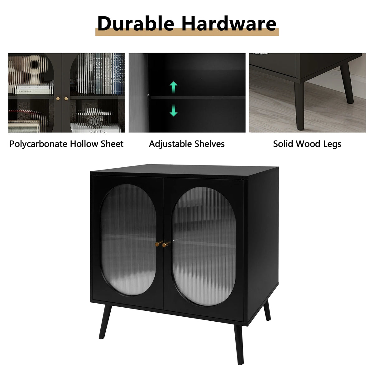 Black Sideboard and Buffets with 2 Doors and Adjustable Shelves U78885