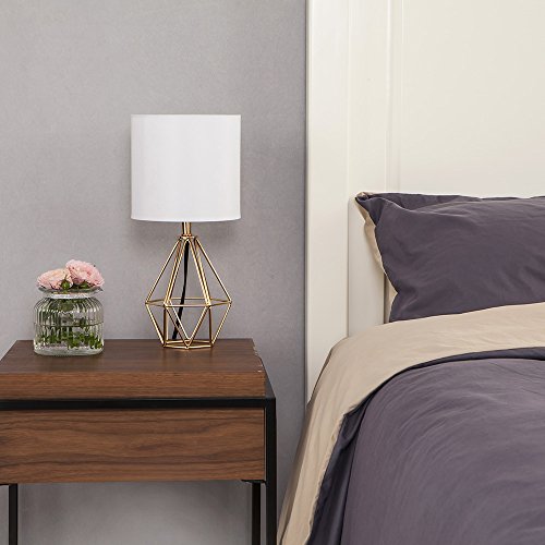 Set of 2 Gold Small Table Lamp with White Fabric Shade M5500