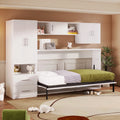 Twin Size Murphy Bed with Shelves Storage Drawers Wardrobe Table White Z58066