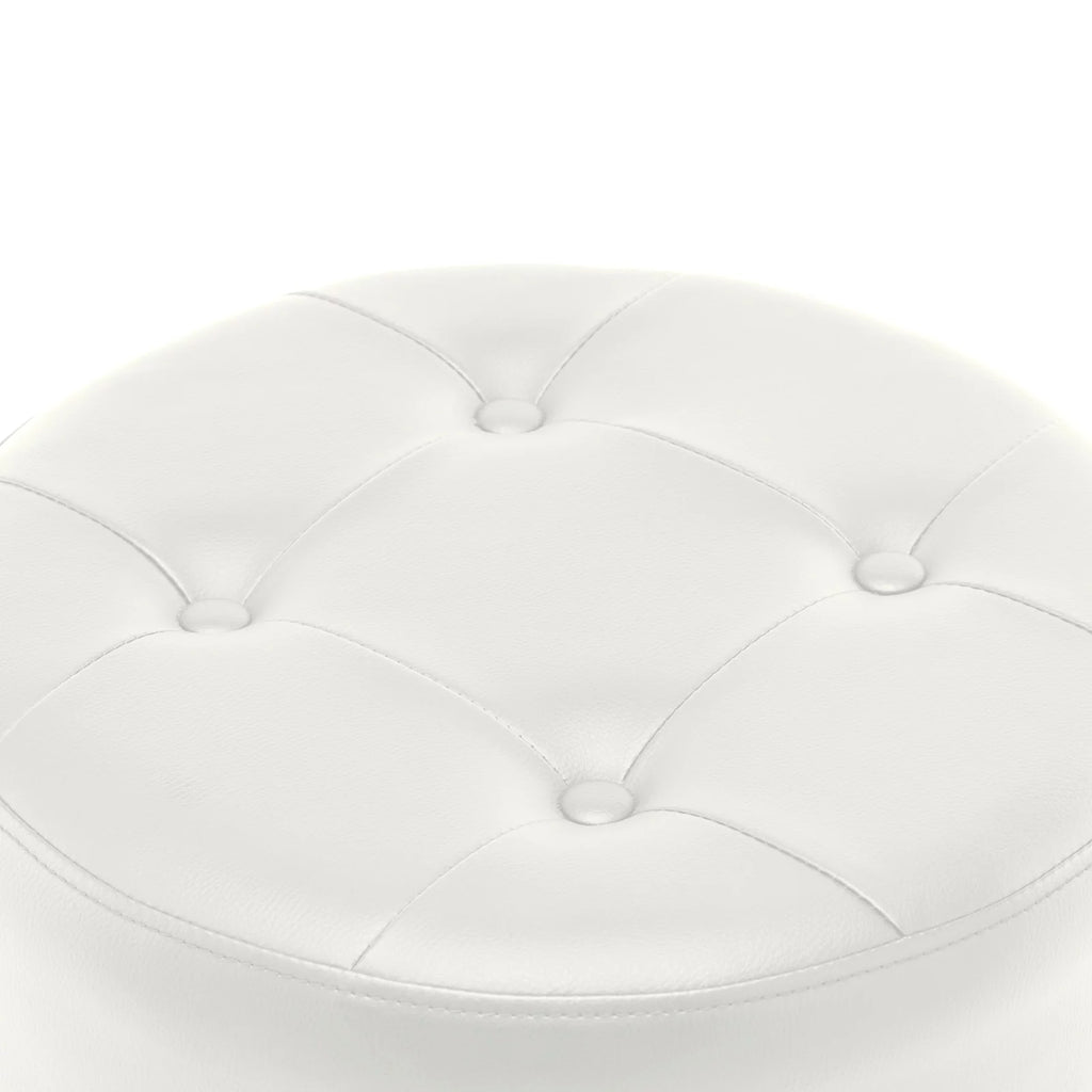 White Faux Leather Adjustable Height Swivel Ottoman Stool M391249