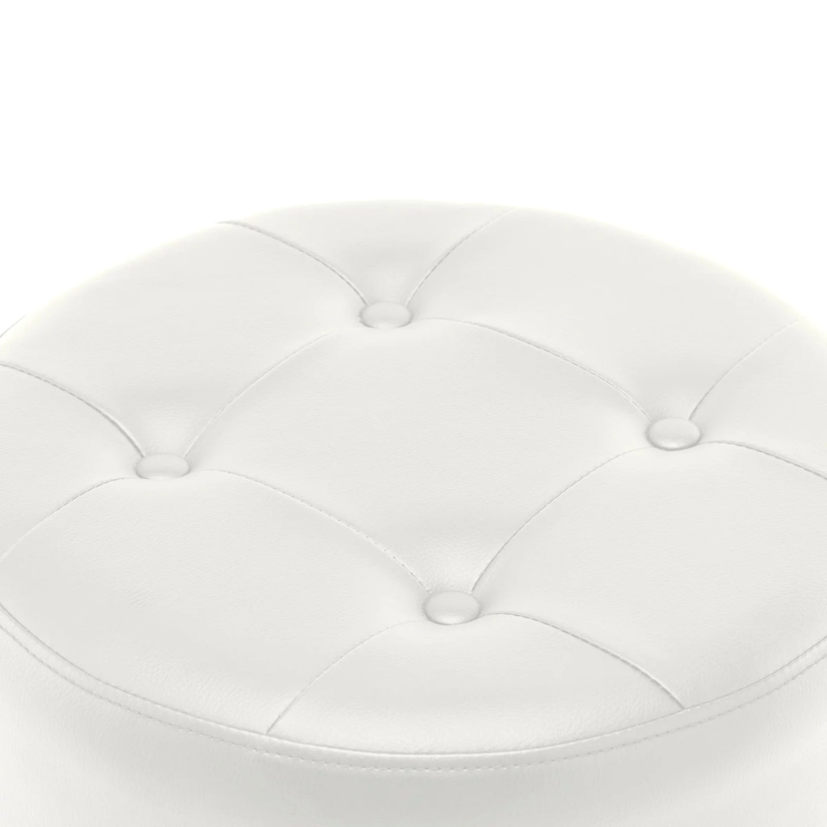 White Faux Leather Adjustable Height Swivel Ottoman Stool M391249