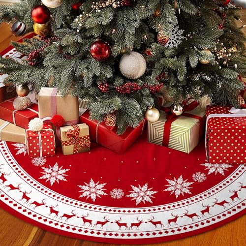 36 inch Snowflake Reindeer Christmas Tree Skirt J124