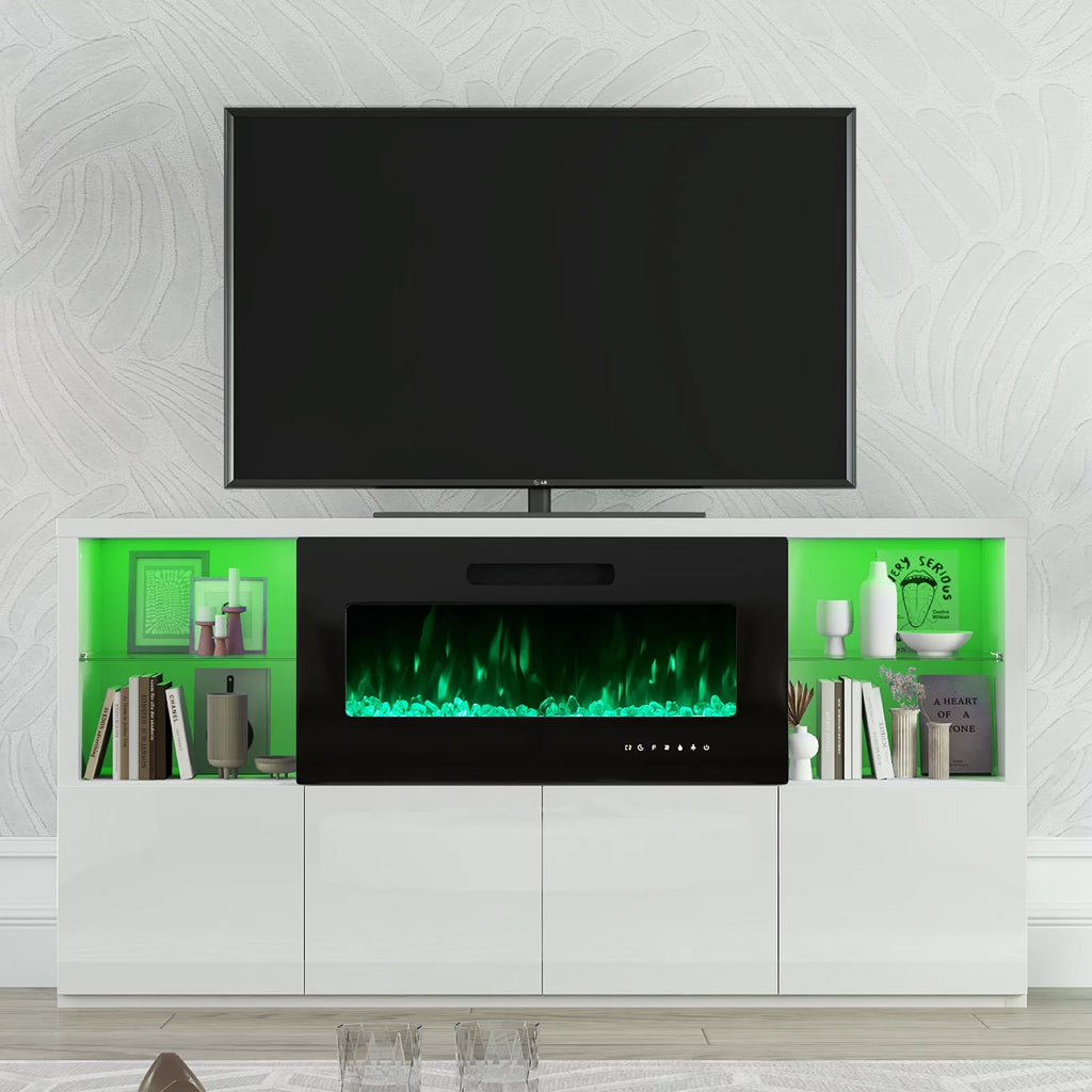 White Electric Fireplace TV Stand up to 75" F427