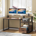 60 inch Computer Desk with File Drawer and Storage Shelves T714