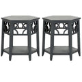 Wood Hexagon End Table Set of 2 Y2962