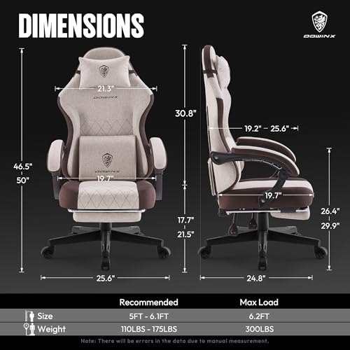 Beige Fabric Ergonomic Gaming Chair with Footrest X497087