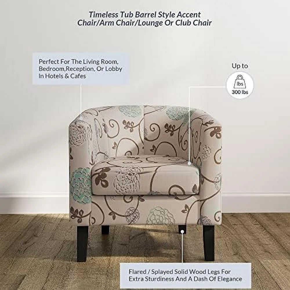 Linen Accent Chair with Flared Legs and Plush Cushion K1330