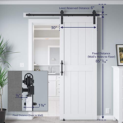 32in x 84in White MDF Sliding Barn Door with Hardware Kit L958004