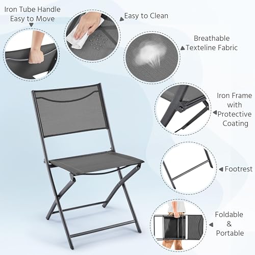 Black Set of 4 Metal Folding Dining Chairs Q1821