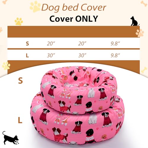 Elastic Edged Washable Round Dog Bed Cover with Christmas Pattern O205
