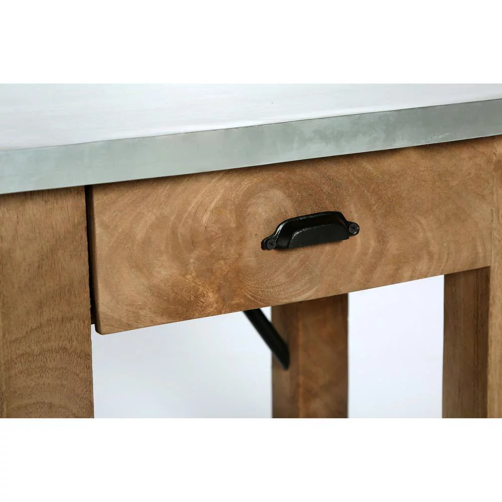 22" Wood and Zinc Metal End Table with Drawer D9027