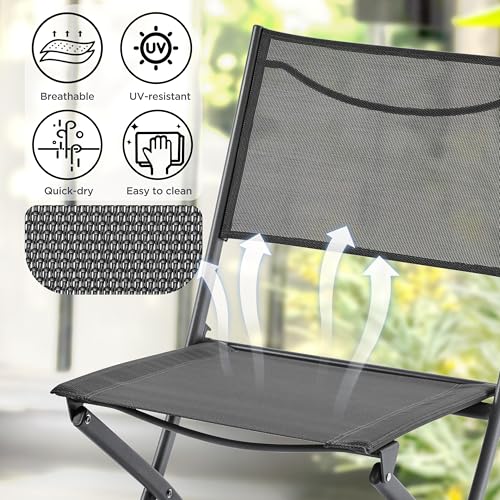 Black Set of 4 Metal Folding Dining Chairs Q1821