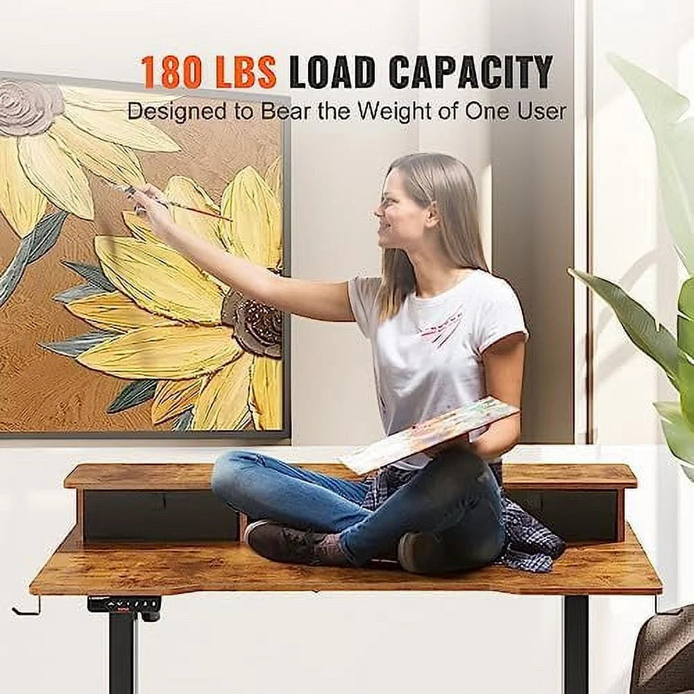 Electric Standing Desk 55.1 x 27.6 Brown Z260451