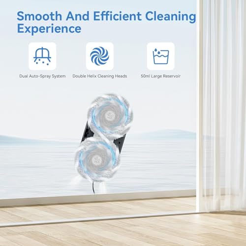 Automatic Window Cleaning Robot with Dual Spray, 3000Pa Suction, Remote Control U836