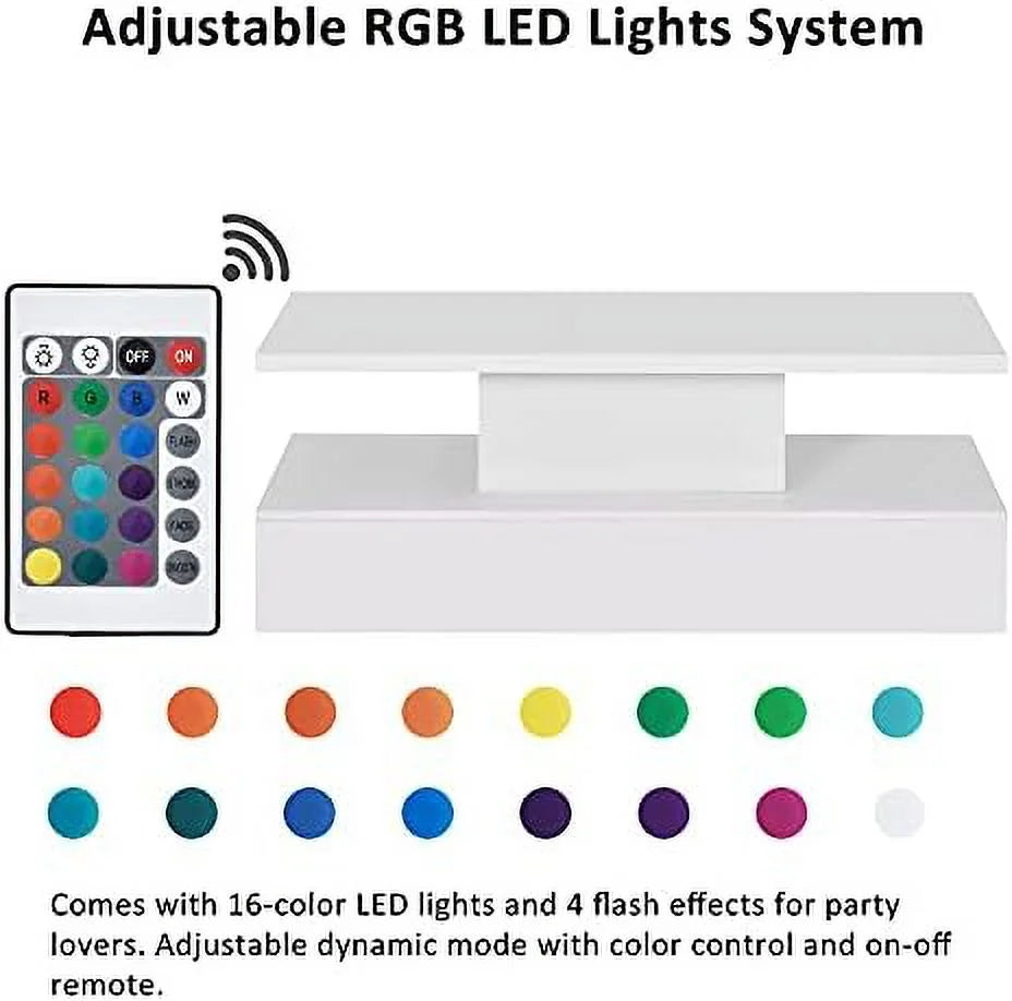 White LED Coffee Table with Drawers S651