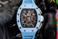 Skeleton Dial Blue Bezel Blue Rubber Strap Watch Y52009