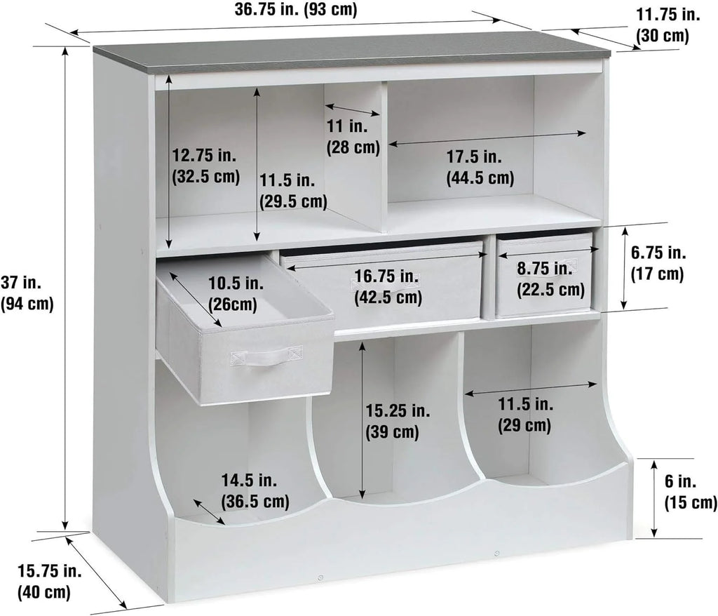 Toy Storage Unit and Book Shelf with 3 Baskets V3571