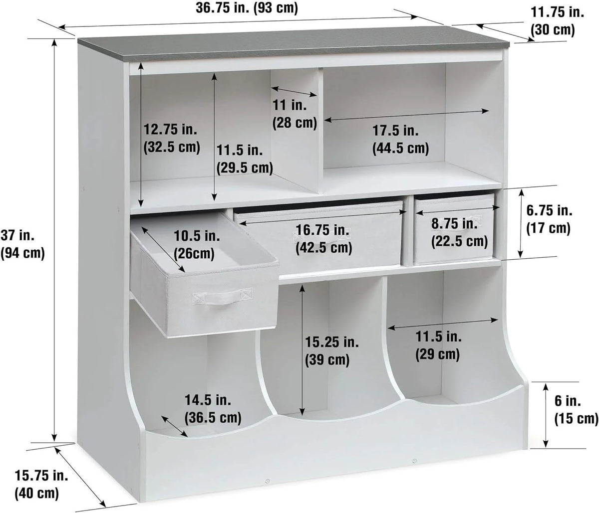 Toy Storage Unit and Book Shelf with 3 Baskets V3571