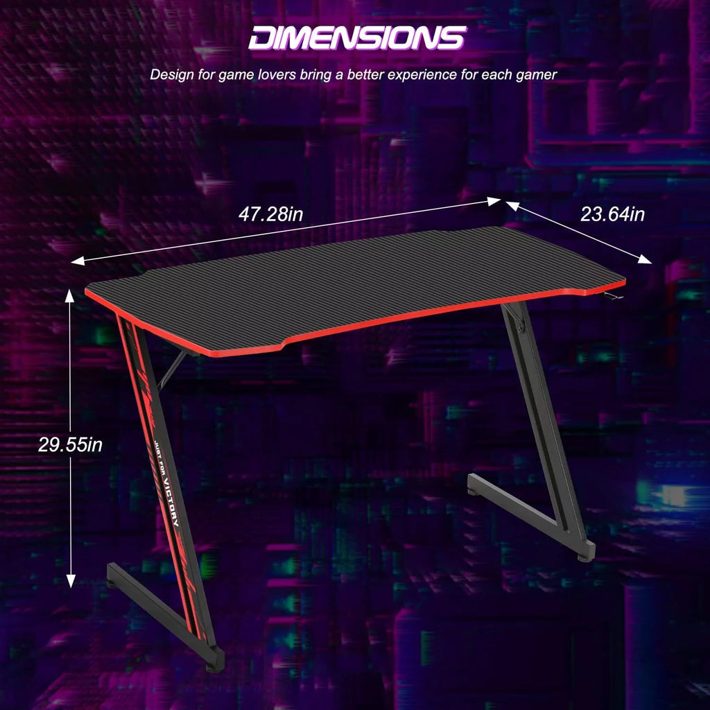 47 inch Z Shaped Gaming Desk with Headphone Hook H225375