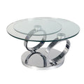 Extendable Coffee Table with 2 Round Tempered Glass Tops F1289