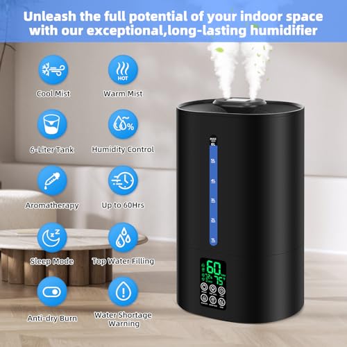 6L Cool and Warm Humidifiers Black H6234