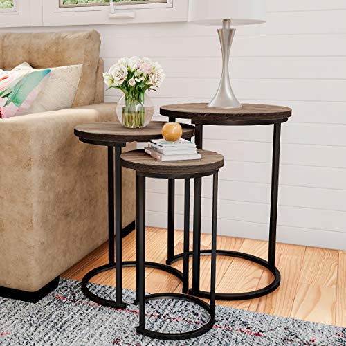 Set of 3 Round Faux Marble Nesting Tables S7446