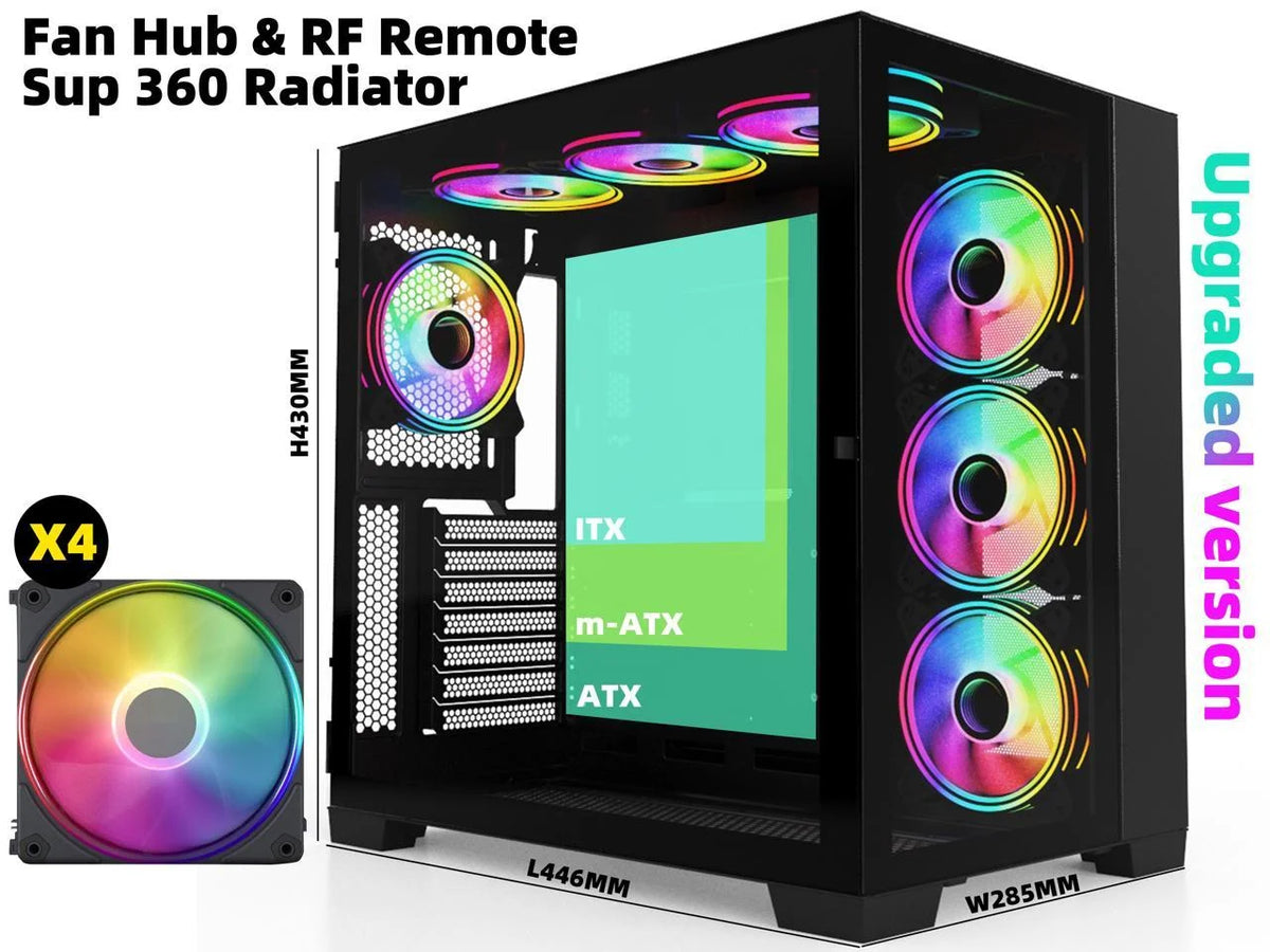 ATX Gaming Computer Case with 4 ARGB Fans C617091