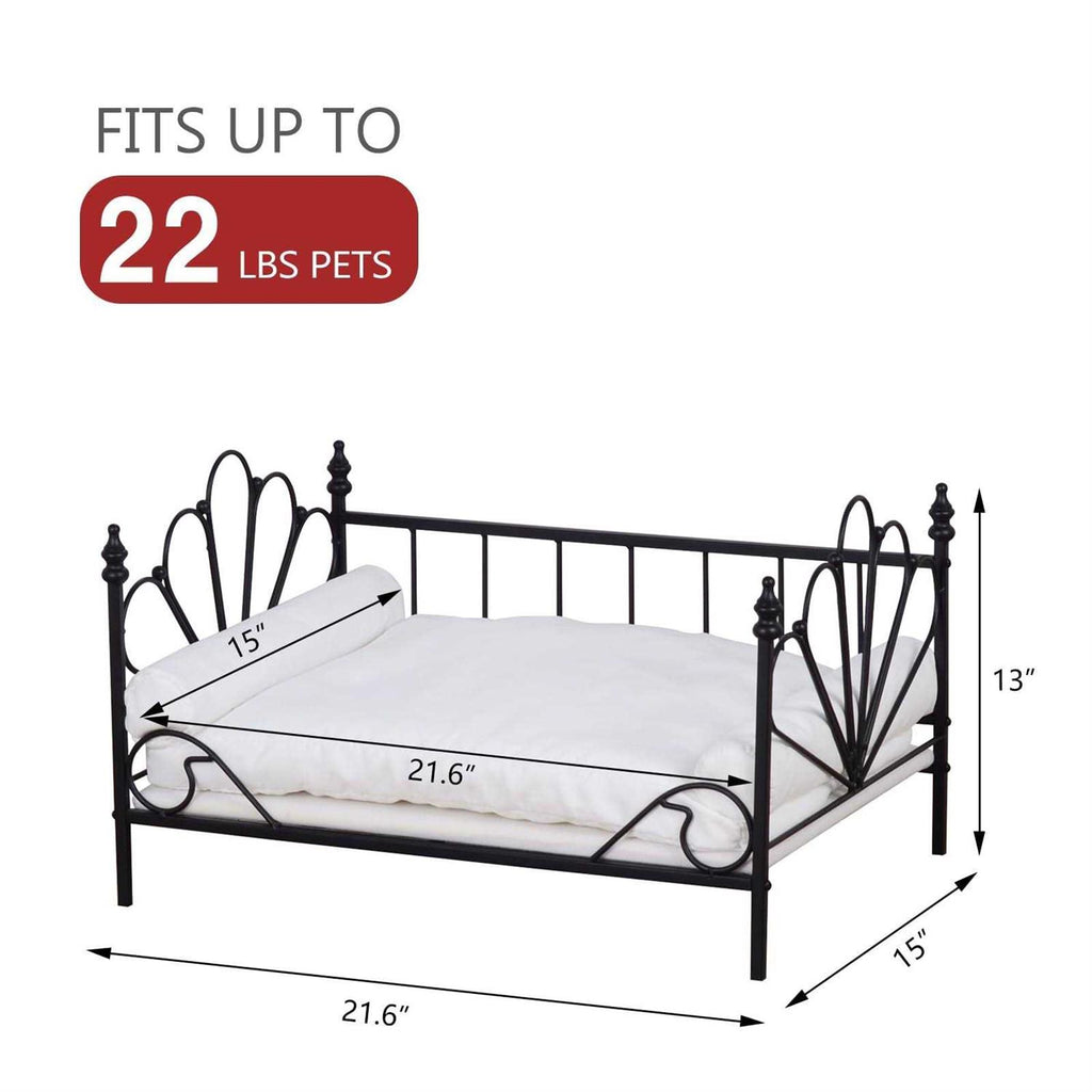 Dog Bed with Metal Frame and White Velvet Cushion V267