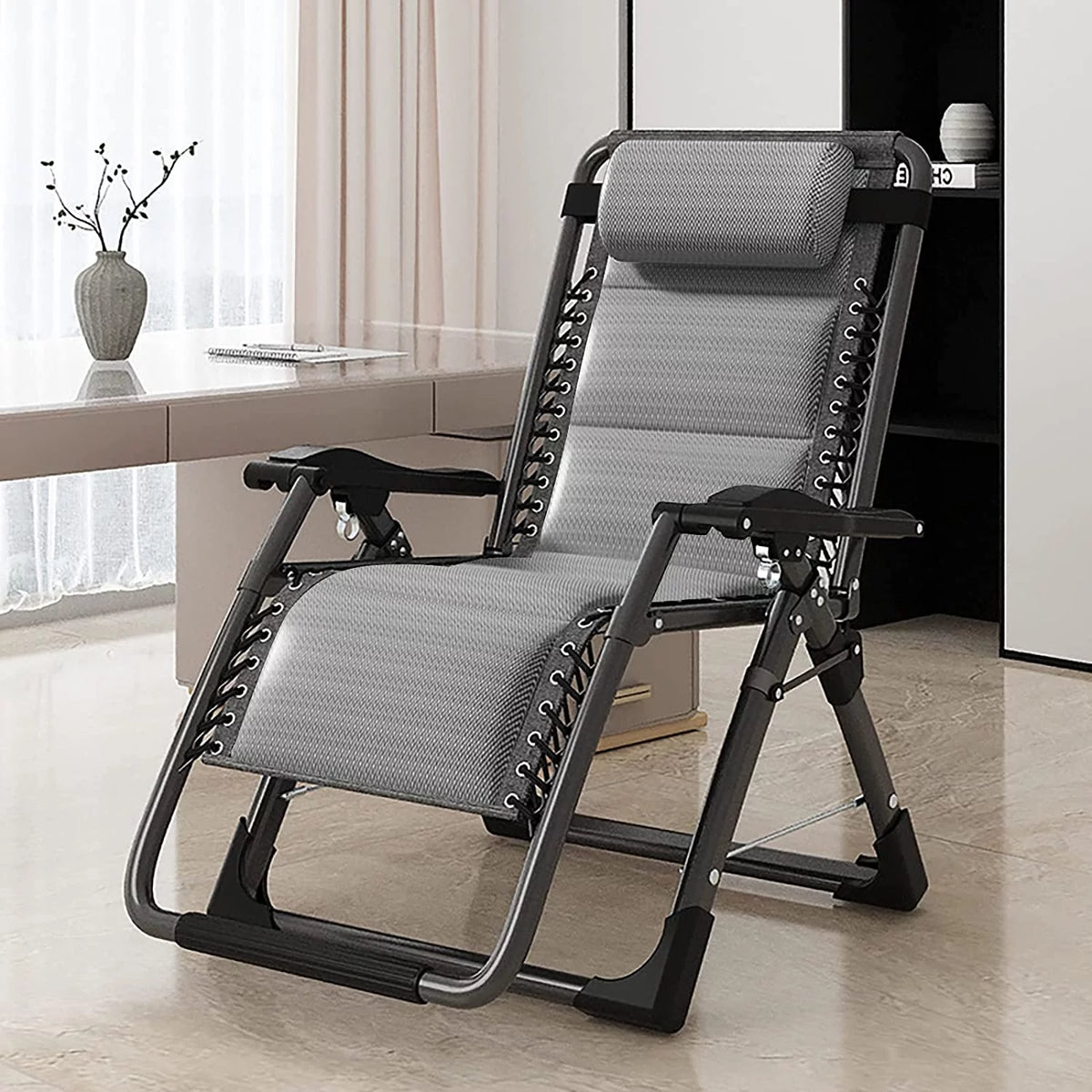 Zero Gravity Folding Recliner Chair with Detachable Headrest and Cup Holder E526581