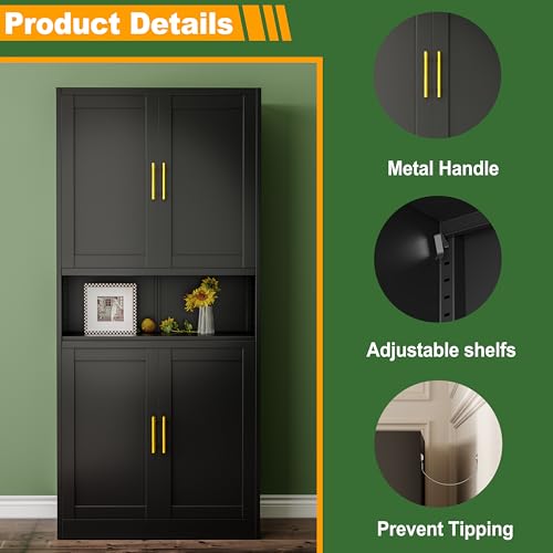 Tall Narrow Storage Cabinet 4 Adjustable Shelves Green H66773