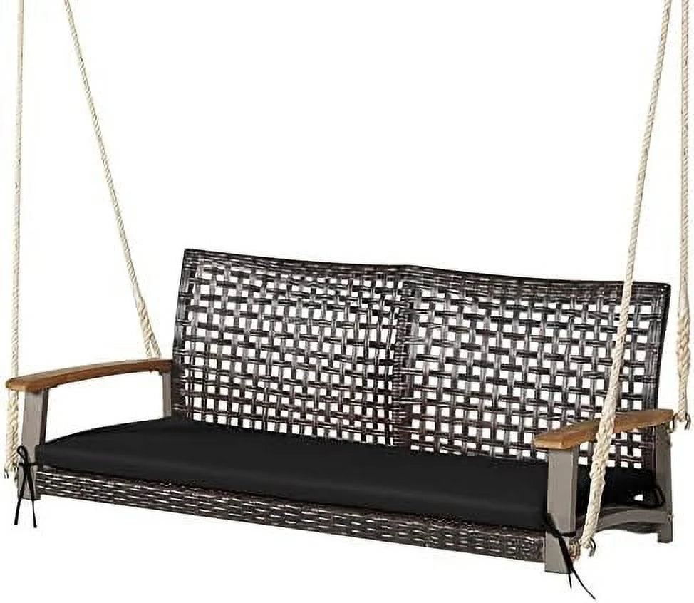 2-Seat Rattan Wicker Swing Chair with Seat Cushion X441