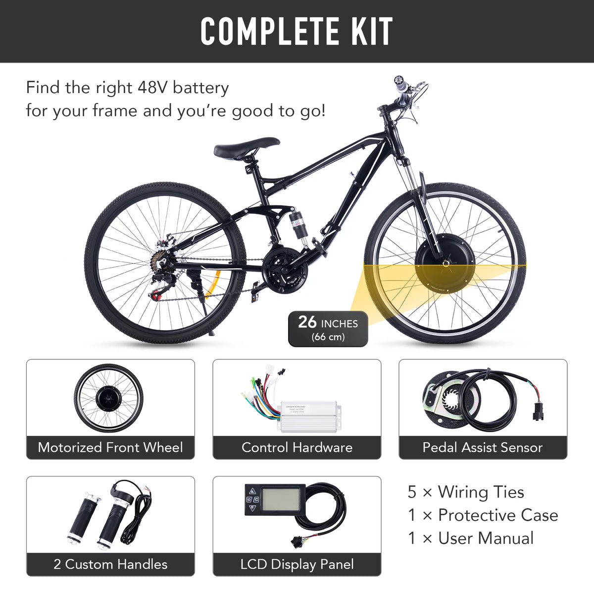 26 Inch 1000 Watt Electric Bike Conversion Kit B999