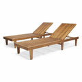 Teak Acacia Wood Chaise Lounge Set of 2 B832950