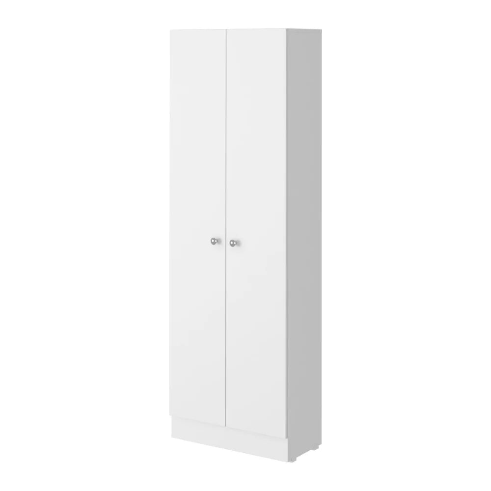 2-Piece White and Light Oak Kitchen Island and Pantry Cabinet Y4178