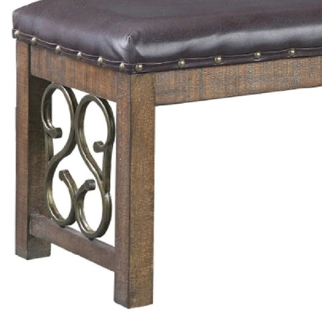 56 Inch Solid Wood Padded Bench N843