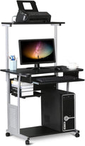Black 2 Tier Mobile Computer Desk with Printer Shelf Q94175