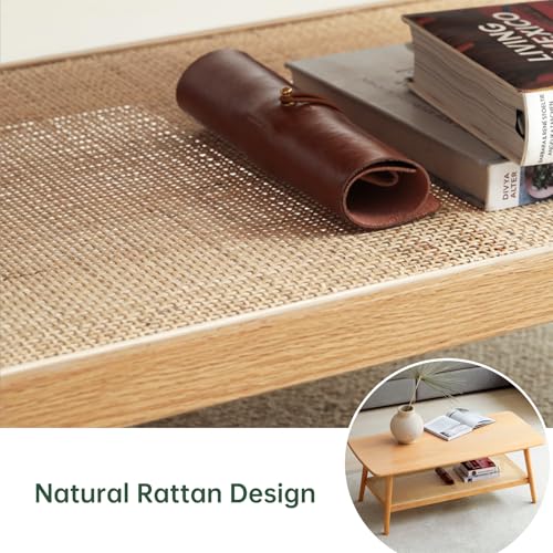 Mid Century Modern Rattan Storage Coffee Table X351166