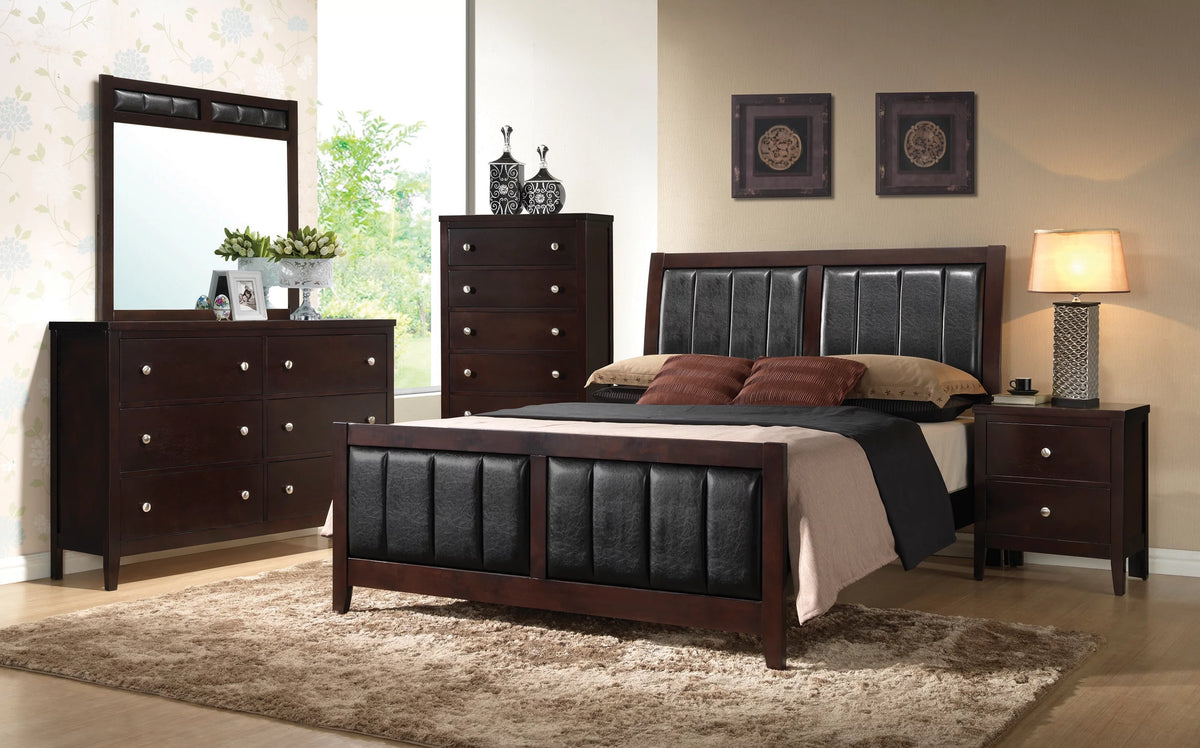 Cappuccino Bedroom Set with Upholstered Headboard H139