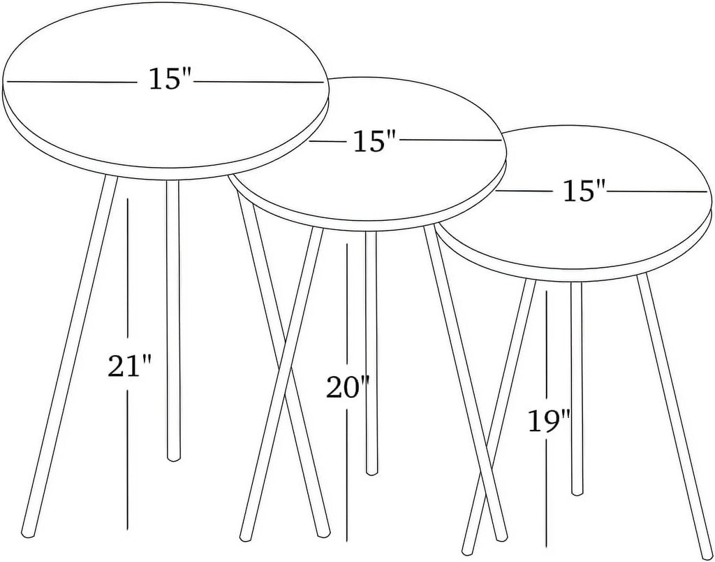 Round Nesting End Tables White Marble Silver E2473