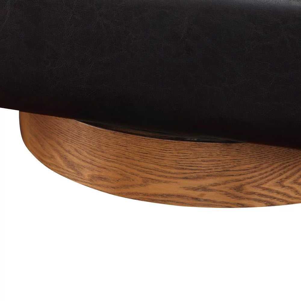 Brown Faux Leather Wood Base Swivel Chair C5549