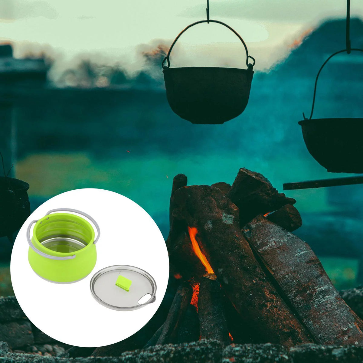 Foldable Collapsible Cooking Pot Camping Kettle U5586