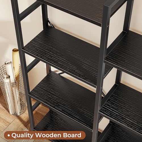4 Tier Rustic Brown Bookshelf with 11 Open Shelves P100