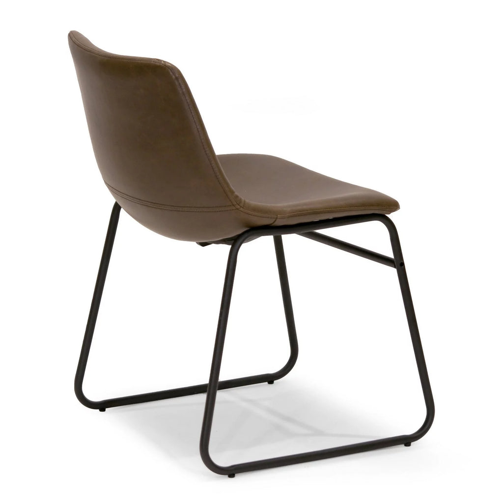 Dark Brown Faux Leather Dining Chairs Set of 2 K75887